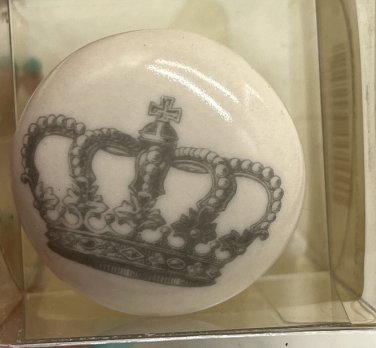 Michael's Drawer Pulls- Crown-White with Black drawing NIP 1.5&acirc;��