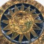 SUN FACE Art! 10 1/4" Blue & Gold Plate Home Celestial Decor Patina Stars Aged