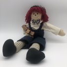 Primitive Folkart Doll Small Raggedy Andy Unicorn Merchandise Holding Train 17”