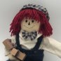 Primitive Folkart Doll Small Raggedy Andy Unicorn Merchandise Holding Train 17&acirc;��