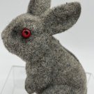 Vintage Flocked Easter Bunny Rabbit Red Eye Bank, Fuzzy, Easter Spring Decor 6”