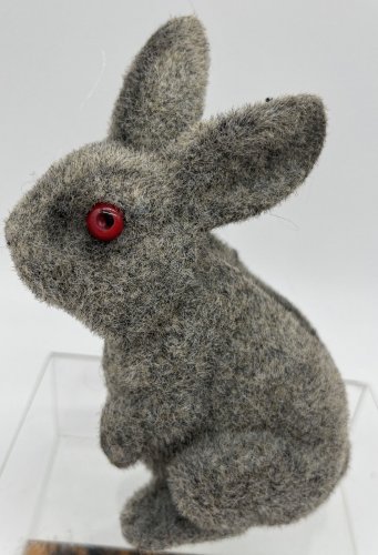 Vintage Flocked Easter Bunny Rabbit Red Eye Bank, Fuzzy, Easter Spring Decor 6&acirc;��