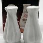 Vintage Porcelain Rose Salt & Pepper Shakers White Delicate Pink Roses 3âT NIB