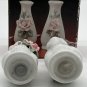 Vintage Porcelain Rose Salt & Pepper Shakers White Delicate Pink Roses 3âT NIB