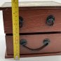 Vintage Hand Painted 2 Drawer Wood Floral Jewelry Box Felt Lined Brass Accents