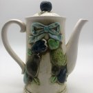 Vintage Napcoware Teapot Fruit Pattern  Blue Green Ceramic C-8537