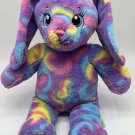 Build-A-Bear Tie-Dye Bunny Rabbit Easter Rainbow Floppy Ears Purple 16”
