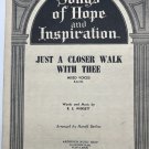 Songs of Hope and Inspiration “Just a Closer Walk with Thee” Sheet Music 1948