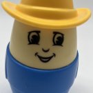 Little Tikes Man Boy Blue Shirt Yellow Cowboy Hat Large Chunky Baby Toddler 5"