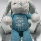 Dan Dee Collectors Choice Bunny Plays " Jesus Loves Me" Blue White 9" Plush