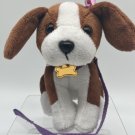 Our Generation Dog White Brown Black Purple Collar Leash Stuffed Plush Battat