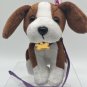 Our Generation Dog White Brown Black Purple Collar Leash Stuffed Plush Battat
