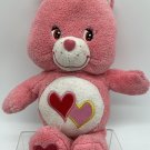 2004 Care Bears Love-a-lot Bear Pink 11” Baby Stuffed Animal Plush With Rattle