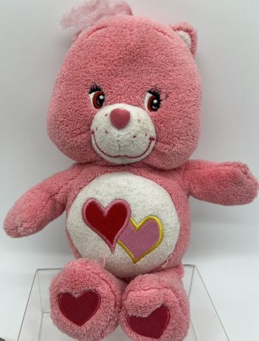 2004 Care Bears Love-a-lot Bear Pink 11&acirc;�� Baby Stuffed Animal Plush With Rattle