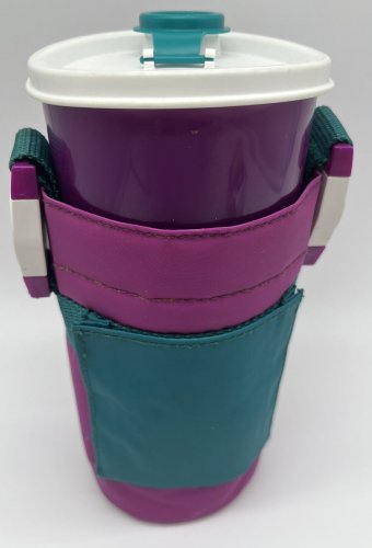 Tupperware 30 oz Handolier Pop Top Water Bottle Carrying Case Purple Teal