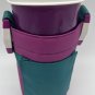 Tupperware 30 oz Handolier Pop Top Water Bottle Carrying Case Purple Teal