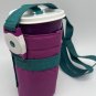 Tupperware 30 oz Handolier Pop Top Water Bottle Carrying Case Purple Teal