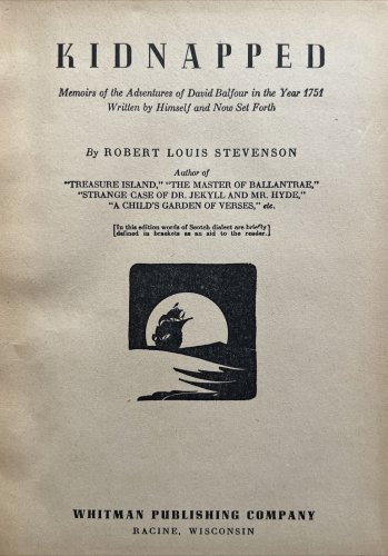 Antique 1935 Book &acirc;��Kidnapped&acirc;�� Robert Louis Stevenson 2130 Whitman Publishing