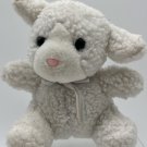 Plush Stuffed  White Lamb Rattle Jenny Pets J Elsner Co Baby Toy Pink Nose 6”