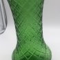 Vintage Emerald Green Hoosier Glass Vase Diamond Cut Pattern 4086