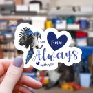 Blue Jay & Hearts Paw I Am Always with You Vinyl Sticker | Waterproof Decal