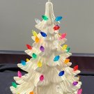 Ceramic Christmas Tree, Glazed White, with lights and light kit