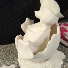 Duck, Ceramic Bisque, in Cracked Egg with Base