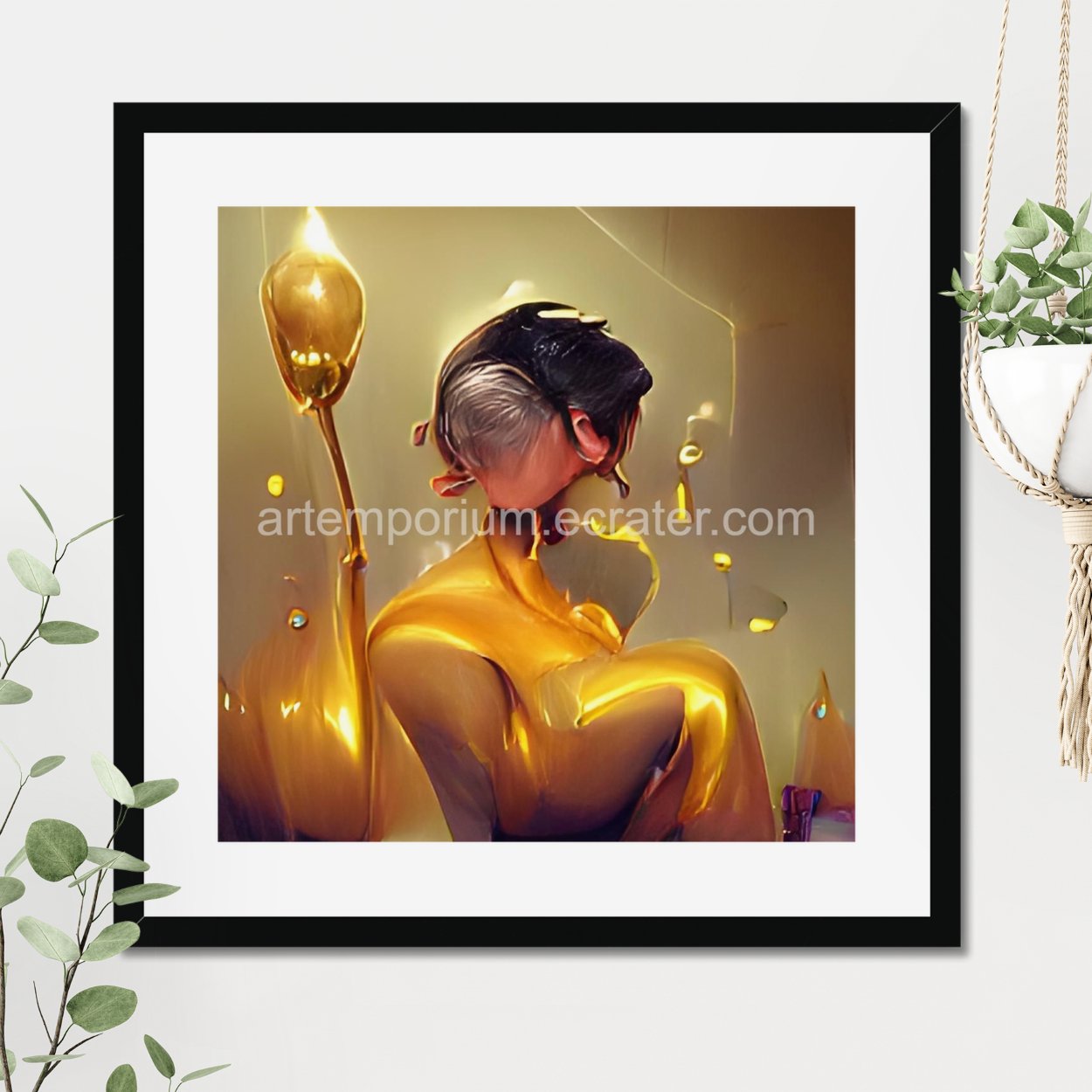 Bathed in Gold #4 Printable Square Abstract Art Digital Download