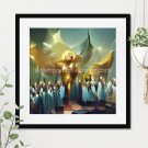 Golden Choir of Angels #18 Printable Square Abstract Art Digital Download