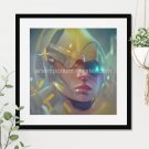 Golden Cyborg #1 Printable Square Abstract Art Digital Download