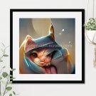 Cheeky Cat Printable Square Abstract Art Digital Download