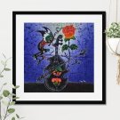 Butterfly, Rose and Guitar - Javanese Batik Wall Art - Home Decor / Wall Hanging