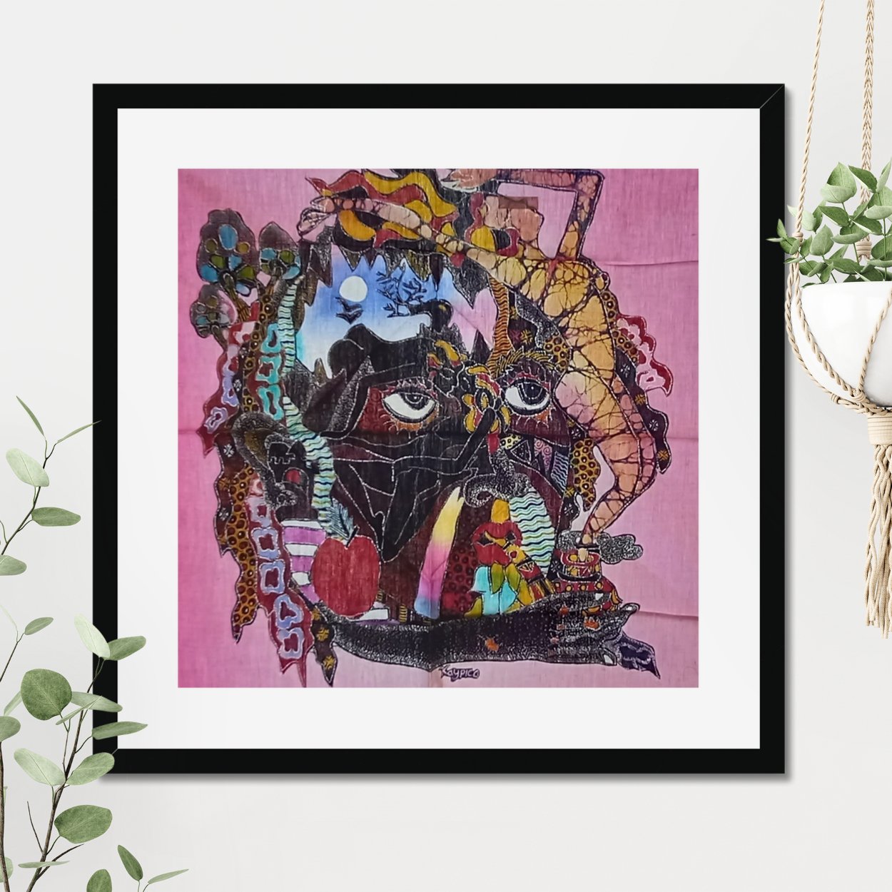 Abstract Face - Javanese Batik Wall Art - Home Decor / Wall Hanging - Beautiful Home