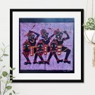 Three Dancing Warriors - Javanese Batik Wall Art - Home Decor / Wall Hanging