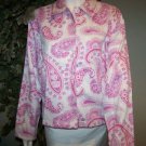 SARA STUDIO Womans Petite M Paisley Blouse / Blazer - White / Pink / Lavender