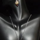 Brown & White Lampwork Glass Necklace and Earring Set - New in Box
