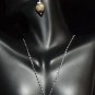 Brown & White Lampwork Glass Necklace and Earring Set - New in Box