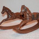 Wooden Carved Rocking Horse Pair Marked GH 53 and GH 83 Signed J Allred 8/31/72
