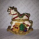 Christmas Theamed Rocking Horse Trinket Box with Teddy Bear & Christmas Tree