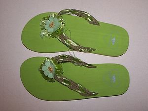 ROCKET DOG Women's Cranberry Sz 8 Lime Green Thong Flip Flop Sandal