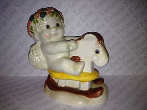 Dreamsicles Range Rider Salt & Pepper Shaker Set Cherub on Rocking Horse w/Box