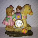 Patchwork Rocking Horse with Headgehogs Decorative Figuring w/Antique Clock
