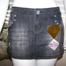 ALMOST FAMOUS Denim Junior Skirt Size 0 Distressed Black