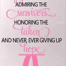 Breast Cancer Awareness -  Supporting the Fighters Admiring the Survivors Decal