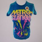 HOT TOPIC Metro Station Turquoise X-Large T-Shirt - Electrified Neon Guitar