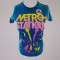 HOT TOPIC Metro Station Turquoise X-Large T-Shirt - Electrified Neon Guitar