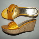 RAMPAGE Talia Womens sz 7.5 Yellow Wedge Sandal Shoes