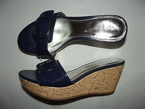 RAMPAGE Talia Womens sz 7.5 Navy Wedge Sandal Shoes