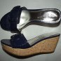 RAMPAGE Talia Womens sz 7.5 Navy Wedge Sandal Shoes