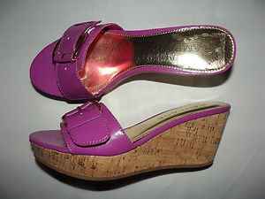 RAMPAGE Talia Womens sz 7.5 Fuchsia Wedge Sandal Shoes